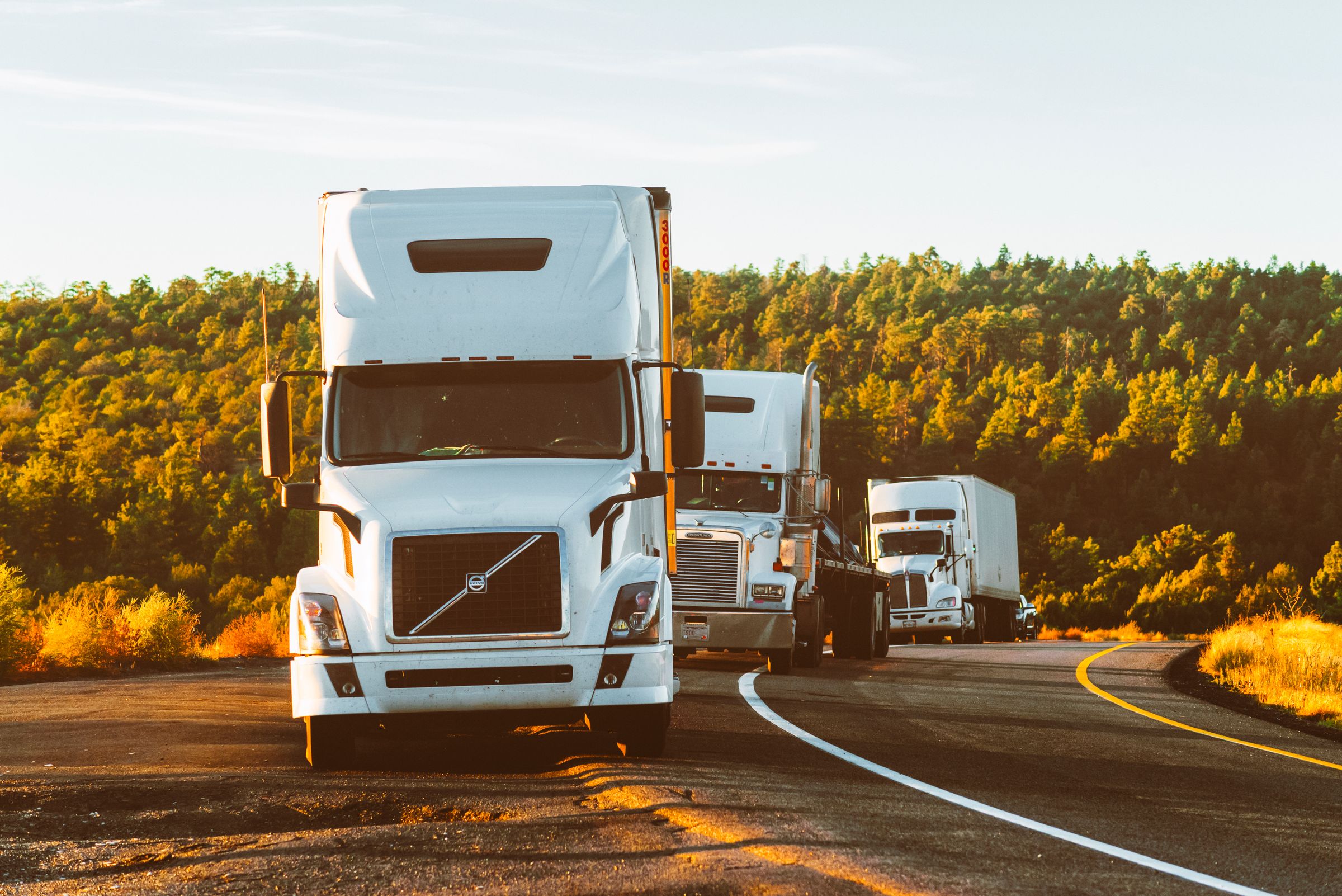 White semi truck on the highway